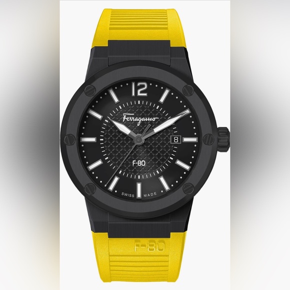 Salvatore Ferragamo Other - Ferragamo Watch Black with Yellow Silicone Band